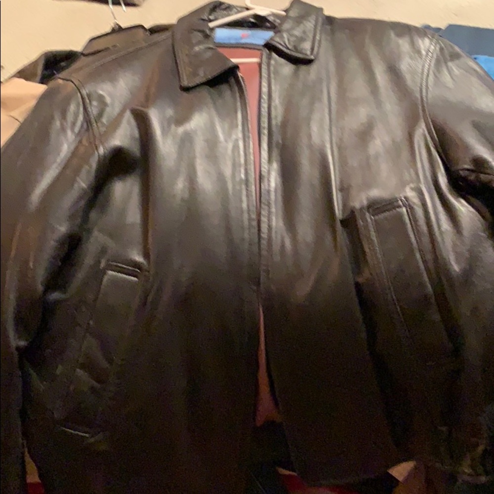Men Kenneth Cole Reaction Black Leather Jacket SzL
